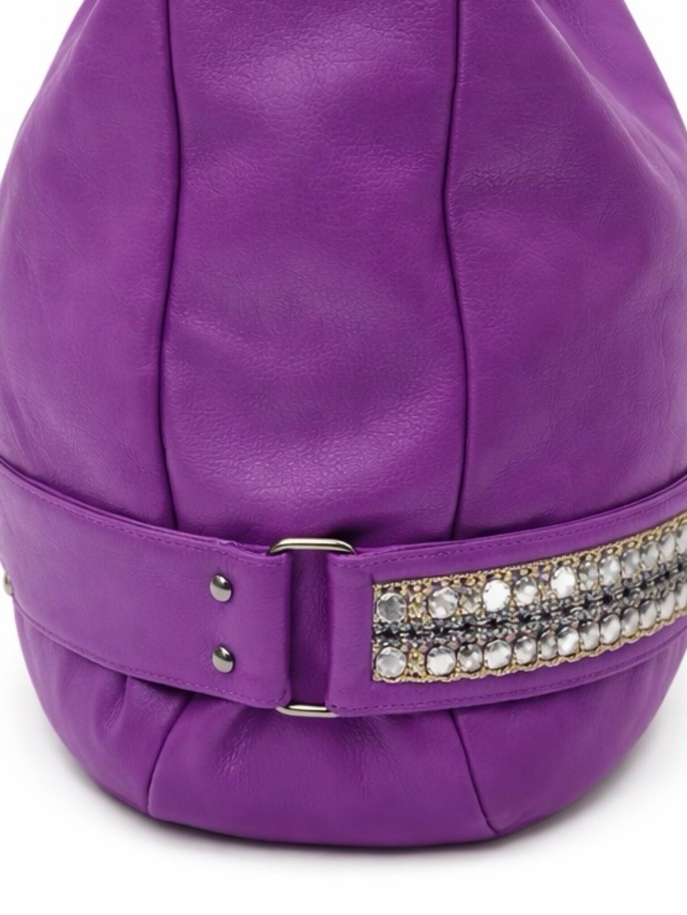 Charming Charlie Purple Slouchy Hobo Bag Rhinestone Strap Faux Leather Y2K NWOT - Picture 2 of 7
